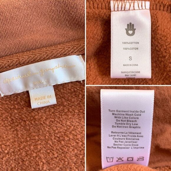 Spiritual Gangster Shay 1/2 Zip Pullover Sweatshirt Deep Rust Size S - Picture 8 of 12